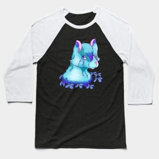 Sad Blue Wolf Baseball T-Shirt